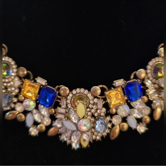 Vintage Multicolor Rhinestone Statement Necklace - Picture 3 of 6